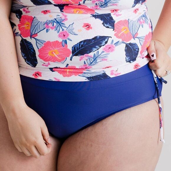 NWT 2XL - Midrise Full Coverage Briefs Bikini Swim Bottom in Blue - Picture 7 of 15